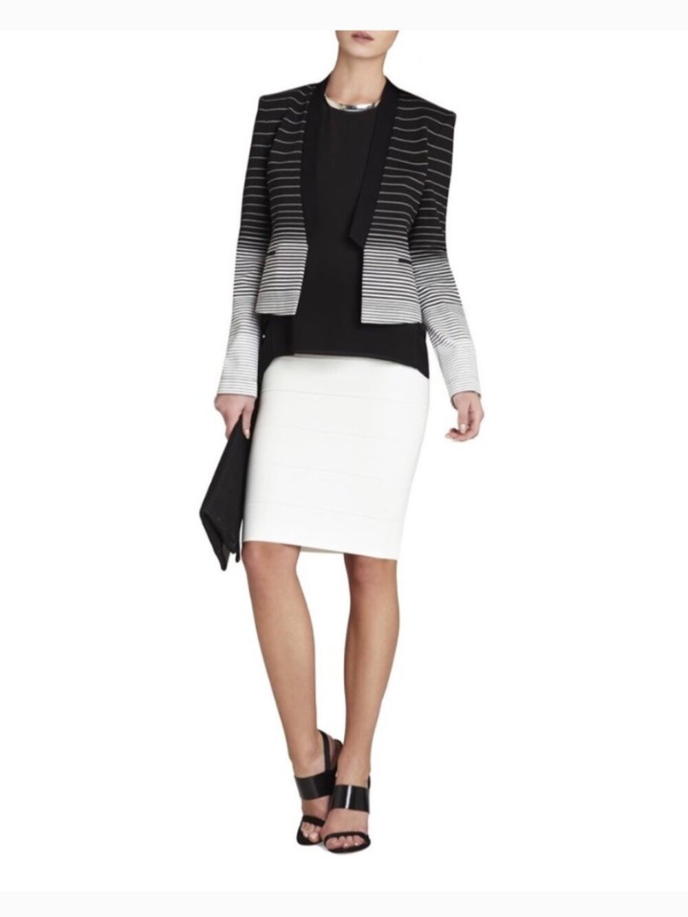 BCBGMAXAZRIA Bowie stripe Black/White tuxedo blazer M CAREER CORE - Picture 14 of 14